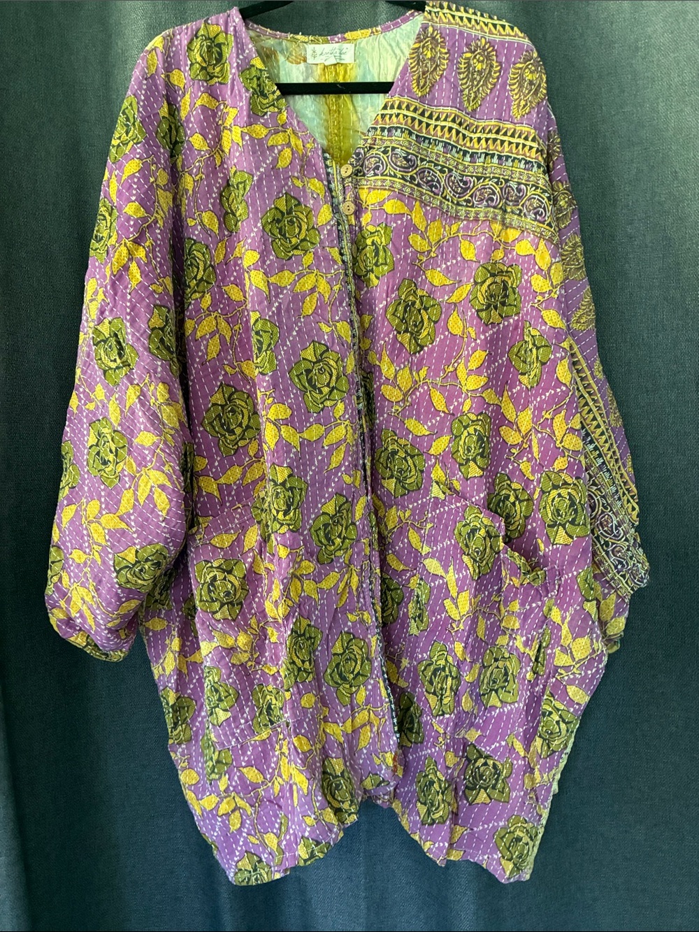Kantha Bae Gaia Purple Floral tunic